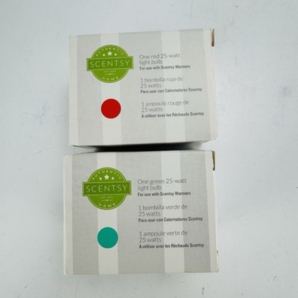 Scentsy 25 Watt Colored Light Bulbs Red Green Lot of 2 New in Box